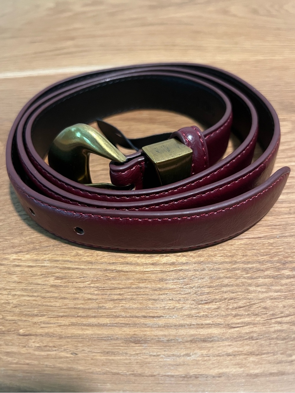 8 Other Reasons Harper Burgundy Statement Buckle Belt L/XL NWT
